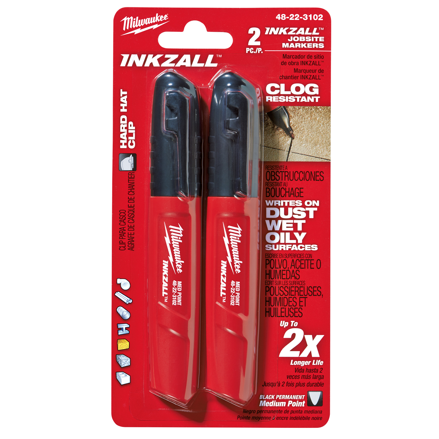 MW INKZALL Black Medium Tip Jobsite Marker 2 pk