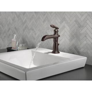 Delta Victorian Single Hole Single-Handle Open Channel Spout Bathroom Faucet with Metal Drain Assembly in Venetian Bronze 554LF-RB