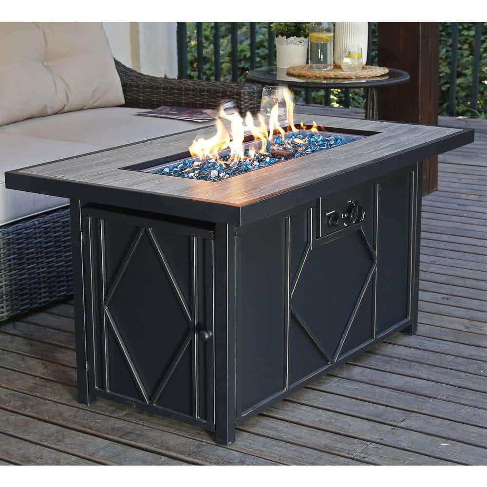 HeatMaxx 42 in 60000BTU Fire Pit Propane Gas Fire Pit Table Rectangular Tabletop