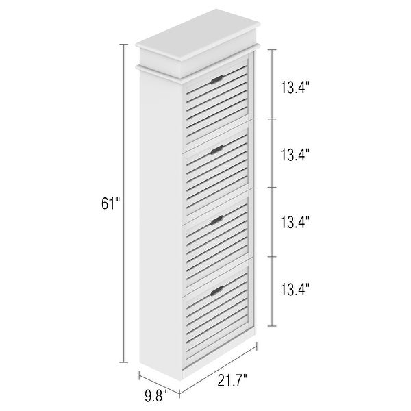 21.7W Shoe Storage Cabinet With 4 Large Fold-Out Drawers - - 35444505