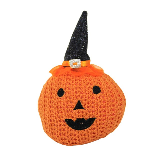 Ganz Crochet Pumpkin One Pumpkin 7 0 Inches Halloween Jack o lantern Polyester Orange