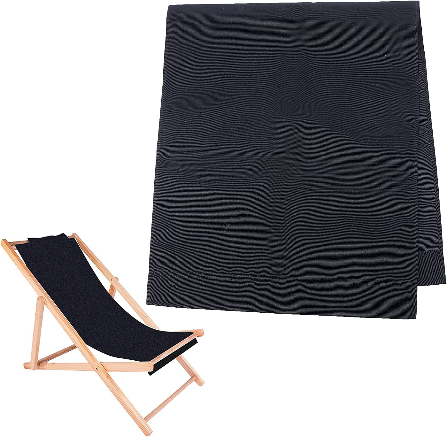 Beach Sling Chair Replacement Fabric Black Casual Simple Beach Chair Replacement Oxford Cloth for Home Beach Chair Protect Replacement (44.69x17.13inch)