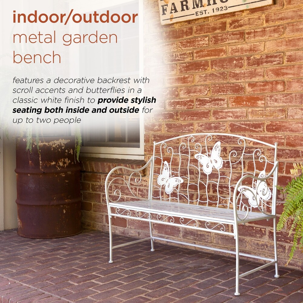 Alpine Corporation Indoor/Outdoor 2 Person Metal Garden Bench