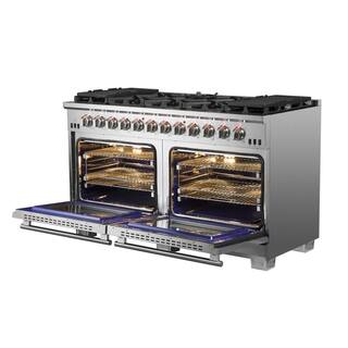 Forno Capriasca Titanium Professional 60 in. Freestanding Pro Style Double Oven Gas Range in Stainless Steel FFSGS6260-60