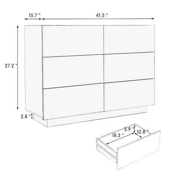 6 Drawers Chest Of Dresser Storage Tower Cabinet Bedroom Organizer with Light - - 37969515