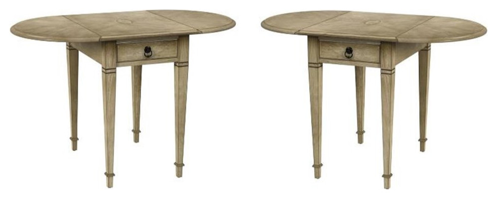 Home Square Glenview Pembroke Side Table in Beige   Set of 2   Farmhouse   Side Tables And End Tables   by Homesquare  Houzz