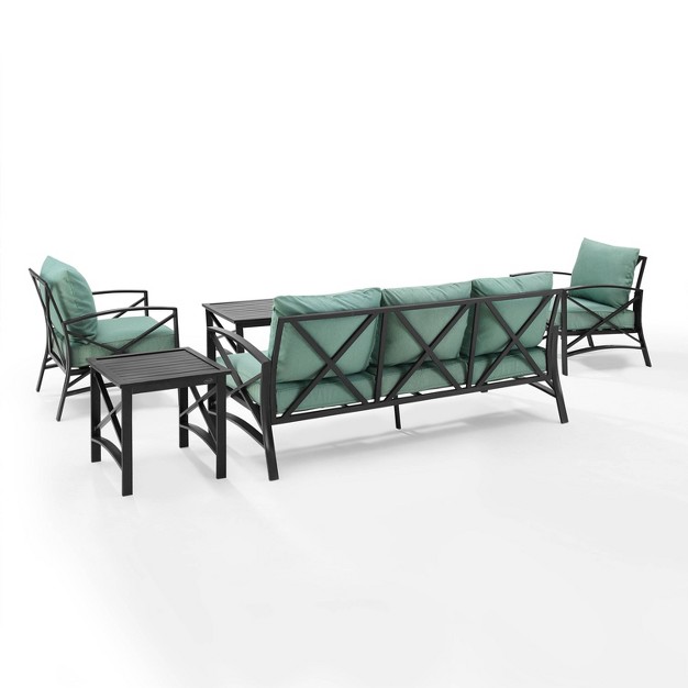 Kaplan 5pc Outdoor Sofa Set With Sofa amp 2 Chairs With Coffee Table amp Side Table Crosley