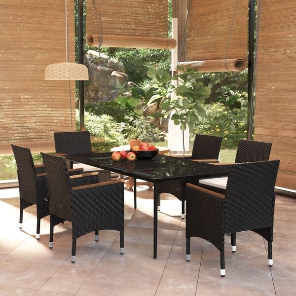 vidaXL 5 Piece Patio Dining Set with Cushions Black