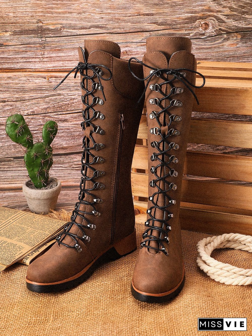 Retro Suede Zipper Martin Combat Boots