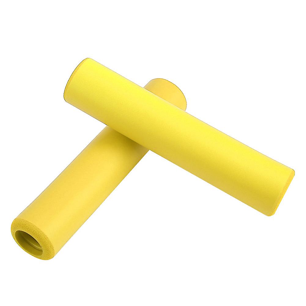 1 Pair Bicycle Handlebar Grips Anti Skid Shock Proof Silicone Bike Grip With End Plugs Yellow