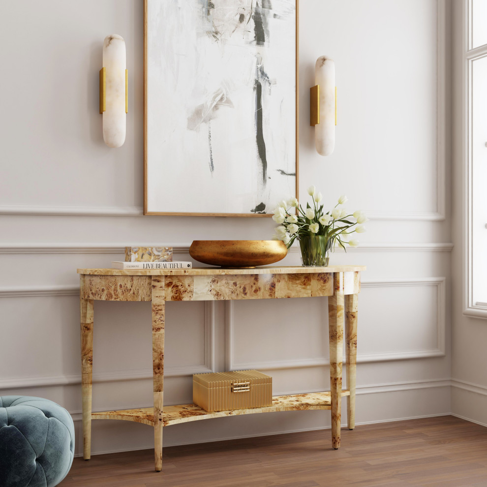 Astor 54 quotW Burl Wood Demilune Console Table   Transitional   Console Tables   by Butler Specialty Company  Houzz