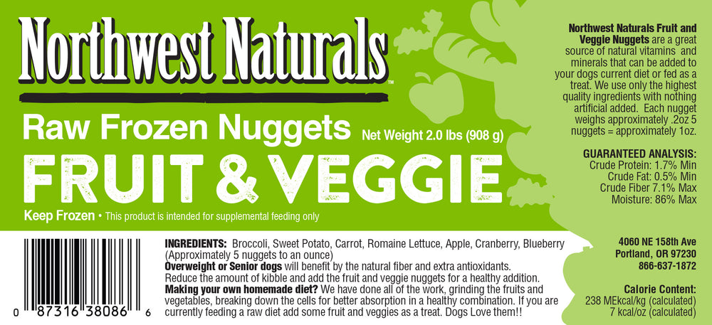 Northwest Naturals Frozen Veggie and Fruit Nuggets Dog Treats