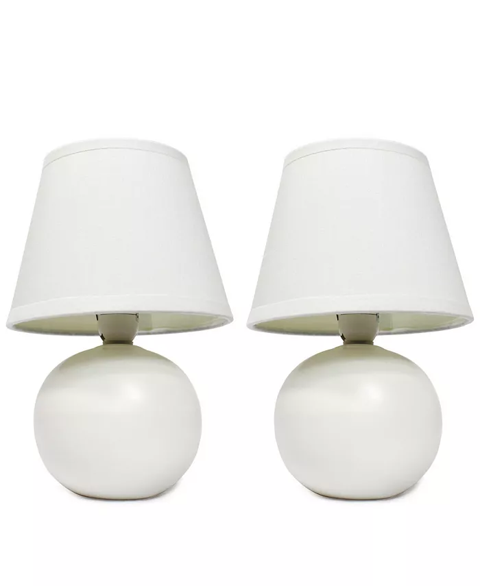 All The Rages Simple Designs Mini Ceramic Globe Table Lamp 2 Pack Set