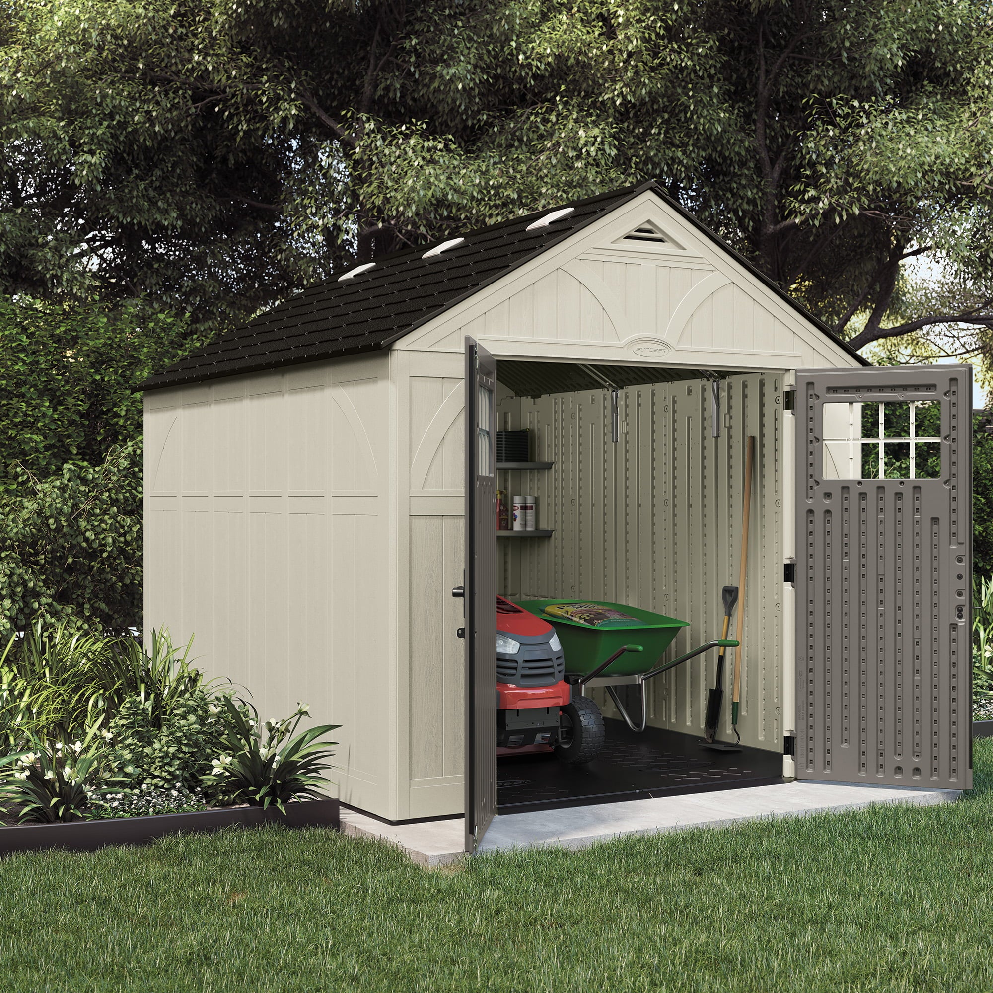 Suncast 8 x 10 ft. Metal and Resin Storage Shed, Vanilla