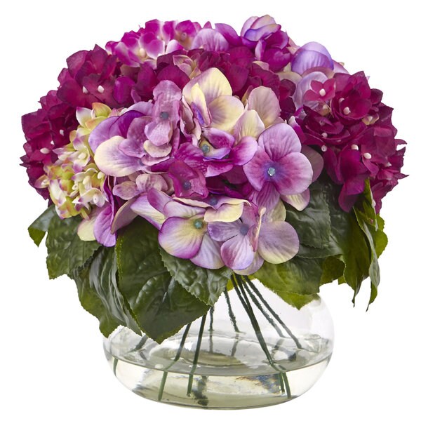 Nearly Natural Multitone Hydrangea in Vase