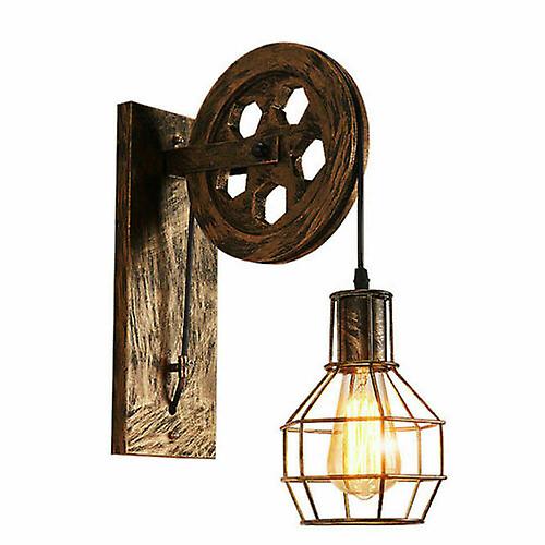 Pulley wall lamp brushed copper industrial wall light restaurant farmhouse~1518