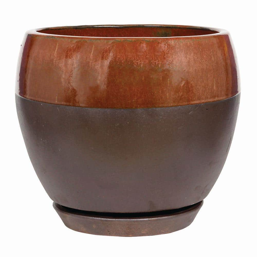 Southern Patio Kendall 11.81 in. x 7.09 in. 4 qt. Copper Ceramic Indoor Egg IndoorOutdoor Planter CRM-031130