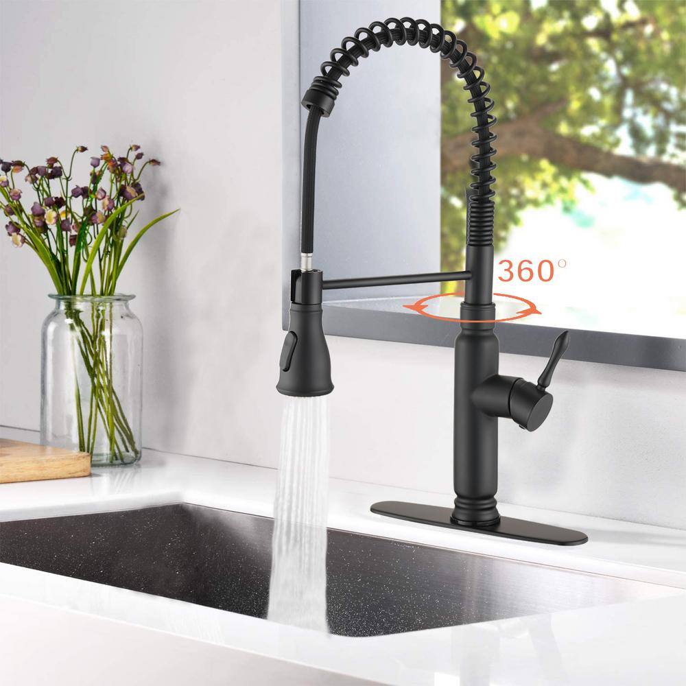 Hlihome Single Handle Single Hole Touch-Sensitive with Pull Down Sprayer Kitchen Faucet in Matte Black DKTH02MB2