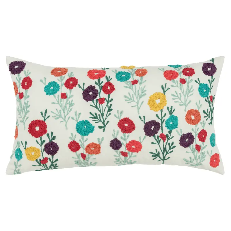 Multi Color Floral Rectangle Throw Pillow