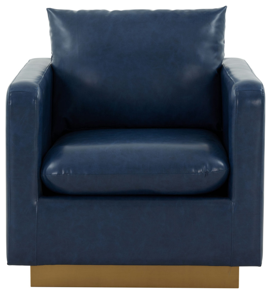 Leisuremod Nervo Leather Accent Armchair  Navy Blue   Contemporary   Armchairs And Accent Chairs   by Kolibri Decor  Houzz