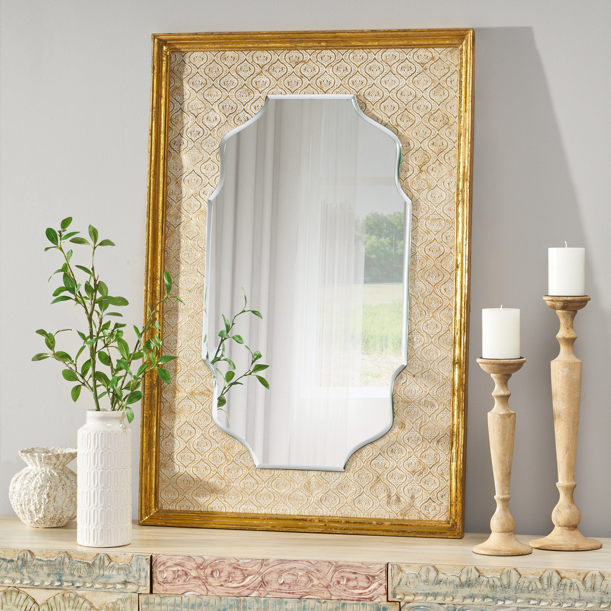 Genevieve Traditional Embossed Rectangular Mirror