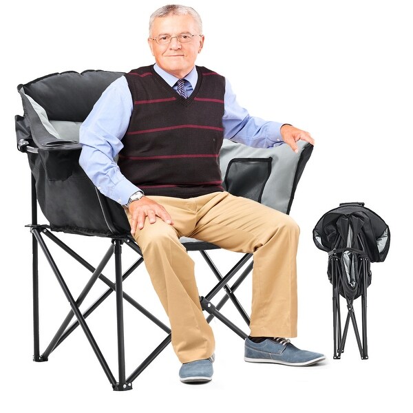 DoCred Oversized Camping Chair，Fully Padded Folding Moon Chair