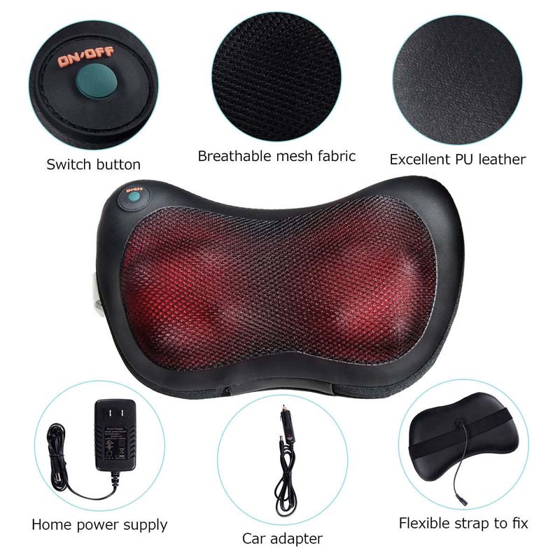 Shiatsu Pillow Massager, Shoulder Back Neck Massage Pillow with Heat Deep Kneading for Muscle Pain Relief