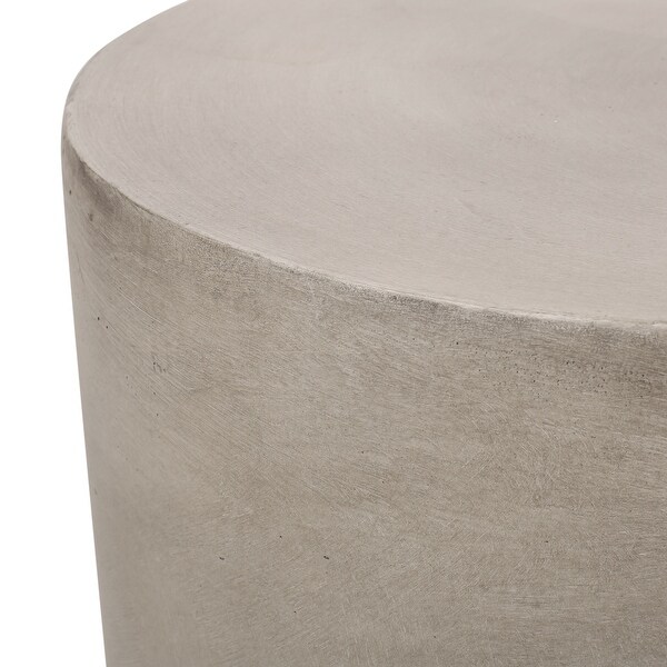 Lightweight Concrete Side Table with a Cylindrical Shape and Solid Structure