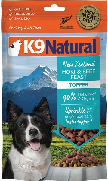 K9 Natural Hoki and Beef Grain-Free Freeze-Dried Dog Food Topper