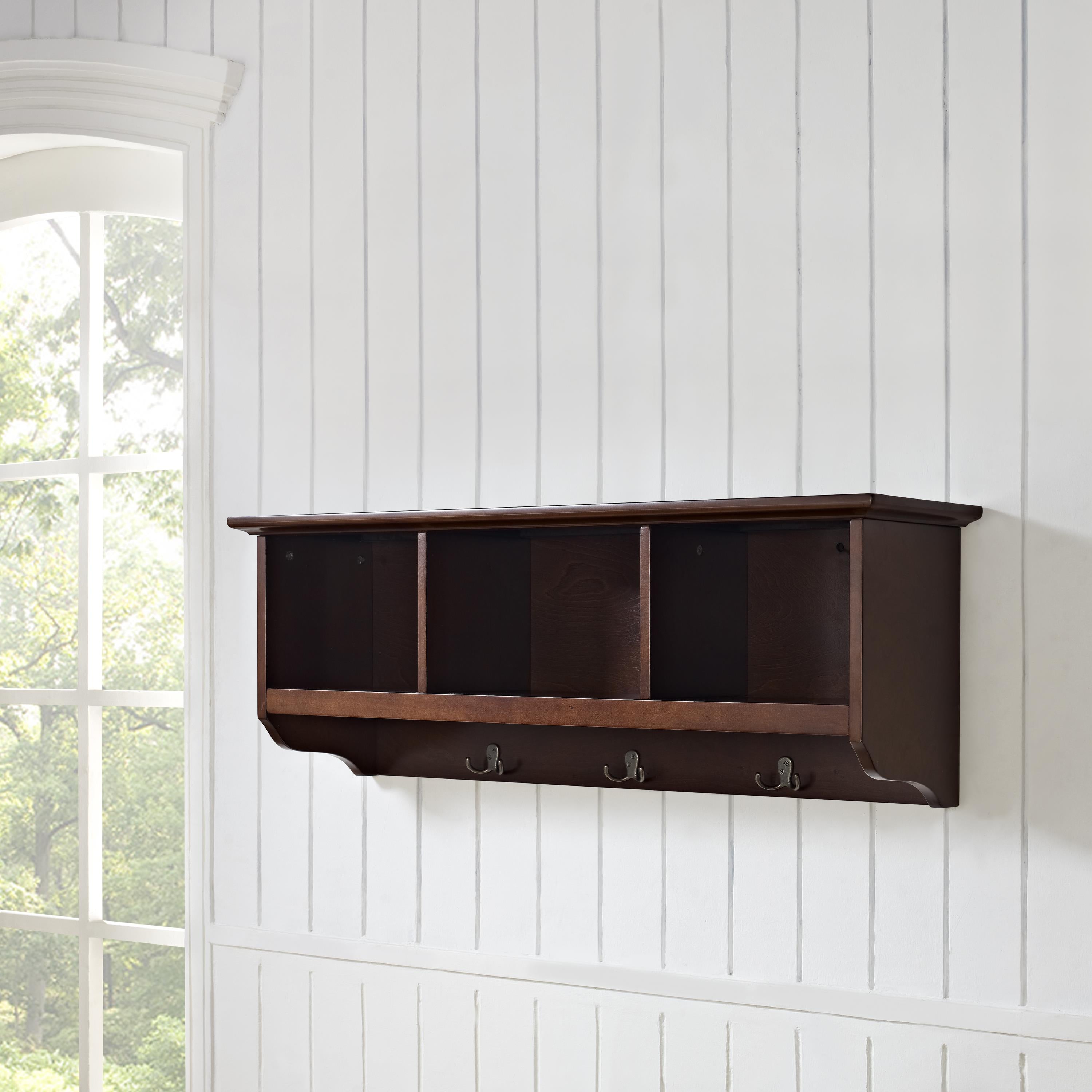 Crosley Furniture Brennan 11”W x 42”D Entryway Cubby Shelves, Mahogany