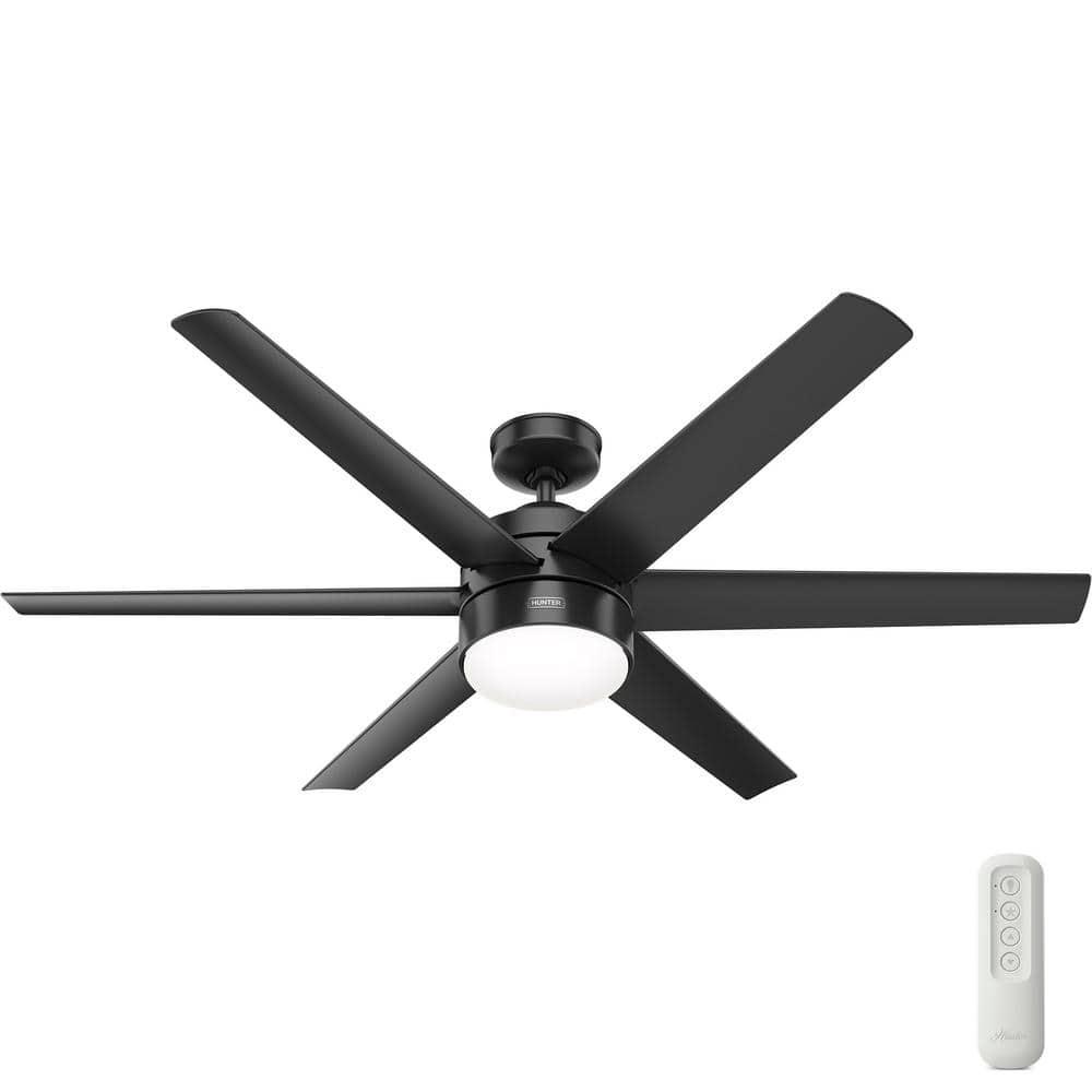 Hunter Invector 60 in IndoorOutdoor Matte Black Ceiling Fan with Light and Remote Control