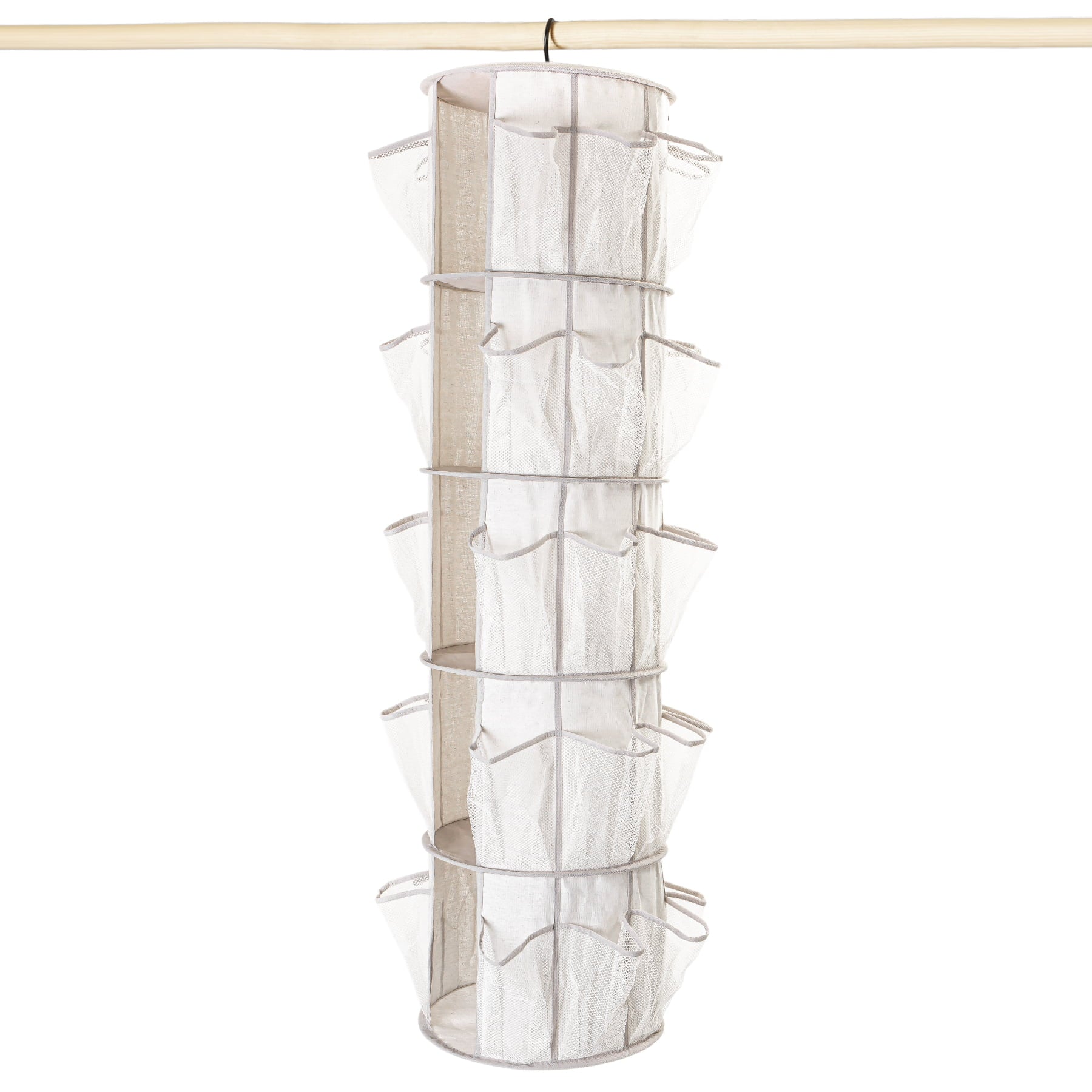 Mainstays 5-Tier/40-Pocket Canvas Carousel Organizer - Closet Storage-Hanging Storage