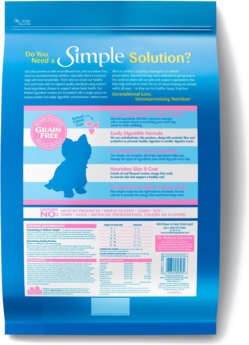 Wellness Simple Limited Ingredient Diet Grain-Free Small Breed Salmon and Potato Formula Dry Dog Food