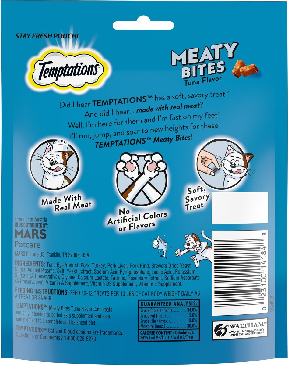 Temptations Meaty Bites Tuna Flavor Soft and Savory Cat Treats