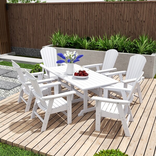 Polytrends Altura 7Piece Poly EcoFriendly All Weather Outdoor Dining Set with Armchairs