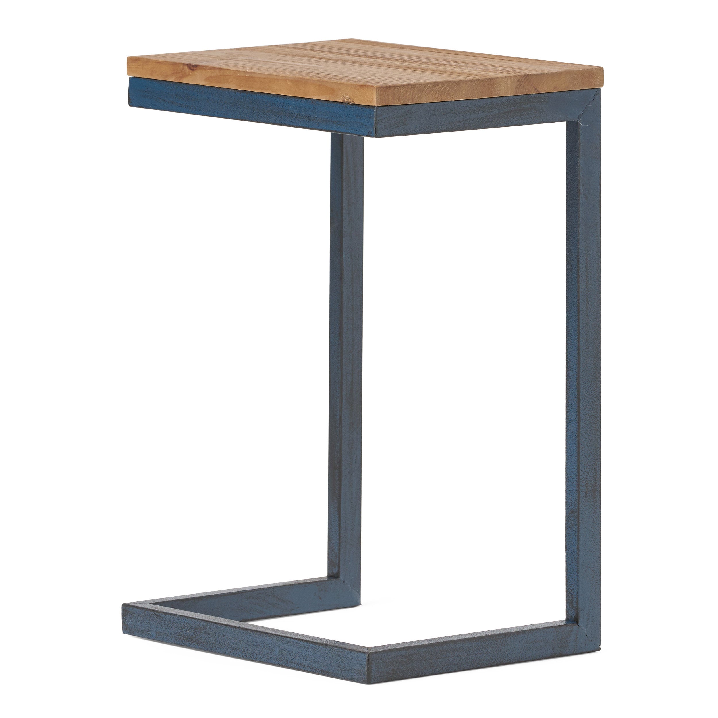 Ramona Modern Industrial Firwood C-Shaped Accent Side Table with Iron Frame