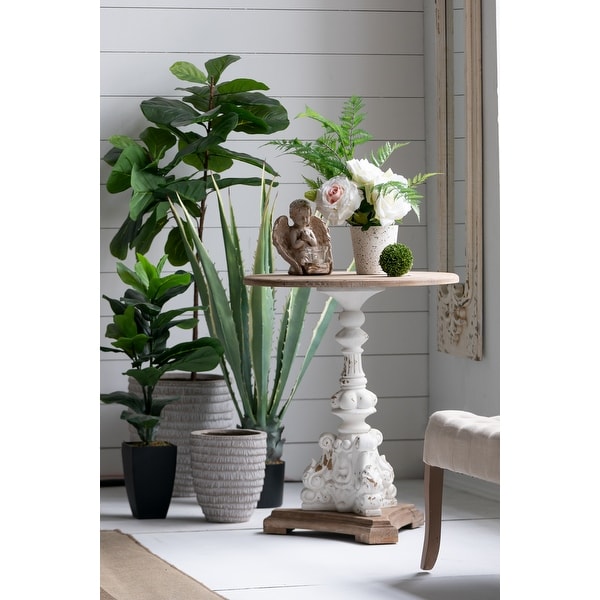 Antique White 31-inch Round Side Table