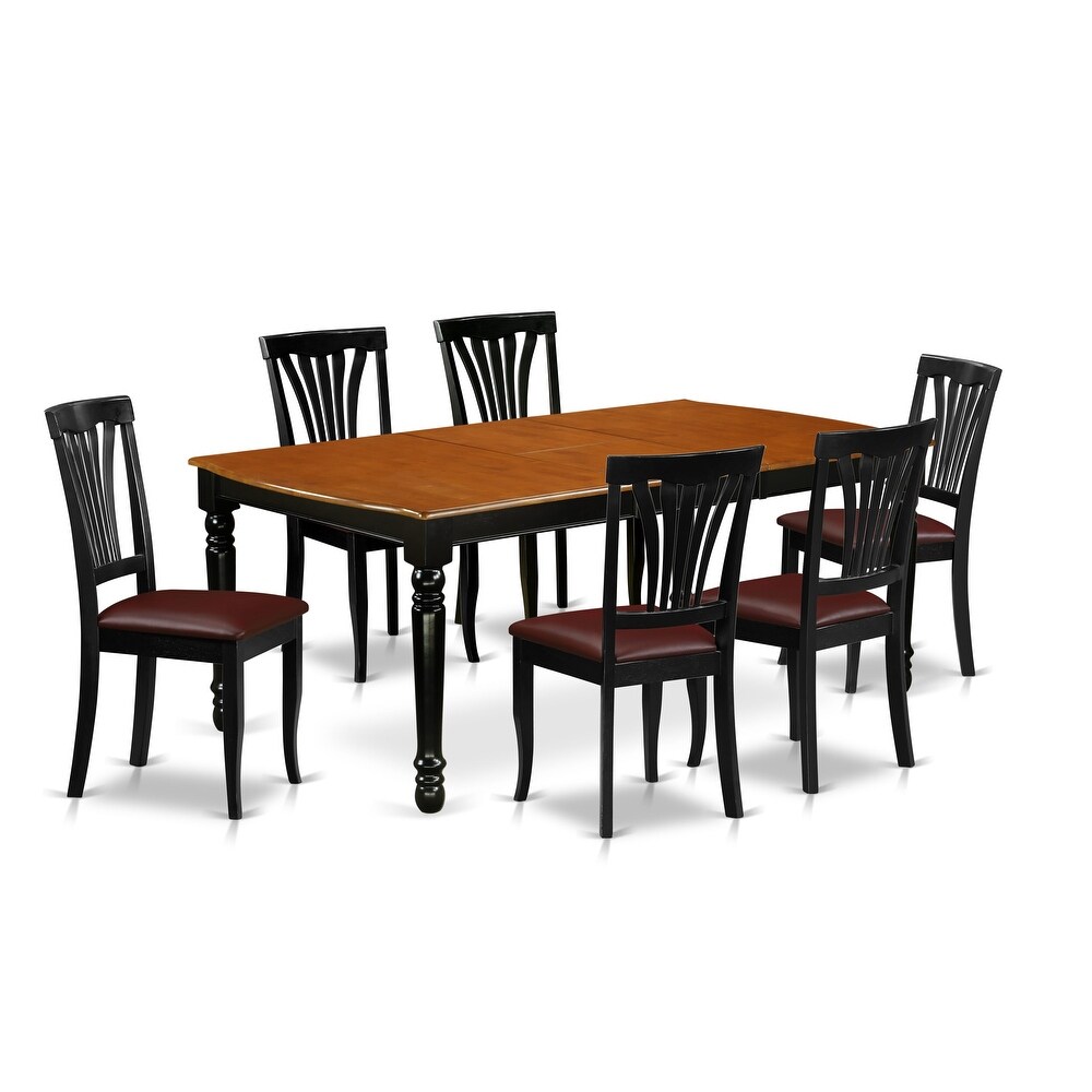 East West Furniture Dining Table Set  a Rectangle Dining Room Table and Kitchen Chairs  Black   Cherry (Pieces   Seat Options)