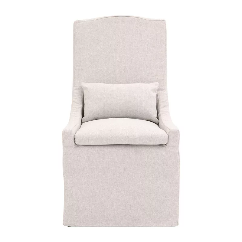 Contemporary Fabric Upholstered Side Chair with Lumbar Pillow， Gray