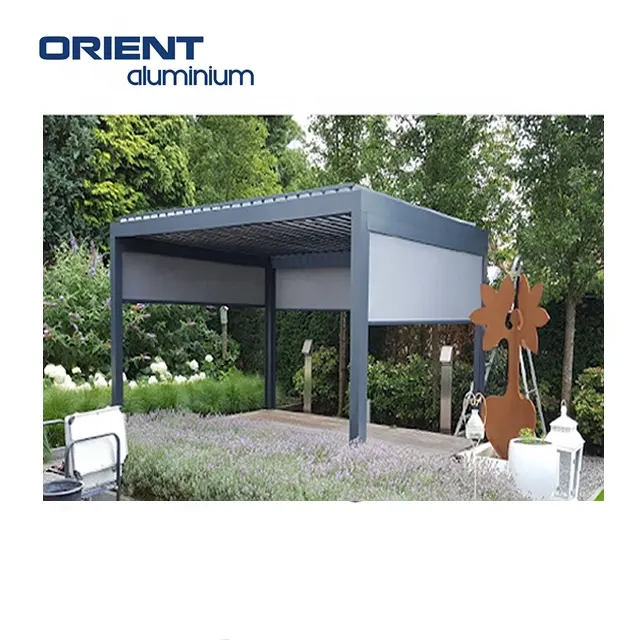 Outdoor Factory Supplying Factory Louver Roof Retractable Pergola Aluminium Manuel Pergola With Gazebo