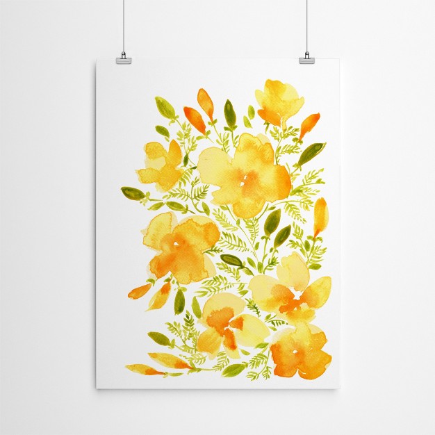 Americanflat Botanical Farmhouse Yellow Bohemian Poppies 1 By Blursbyai Poster