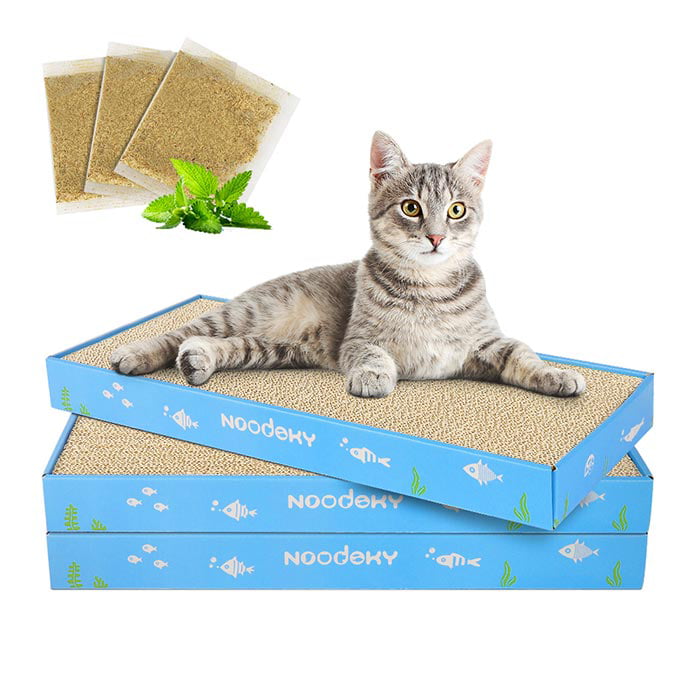 Noodoky 3Pcs Cat Scratching Pads, Double-Sided Corrugated Horizontal Cat Scratcher Cardboard, Scratch Board Pad