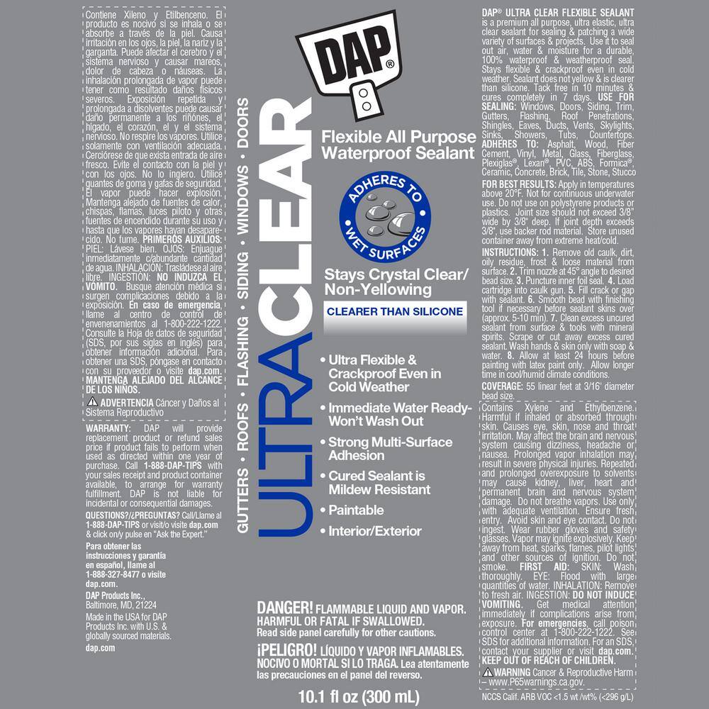 DAP 10.1 oz. Ultra Clear All Purpose Waterproof Sealant (2-Pack) 7079818388