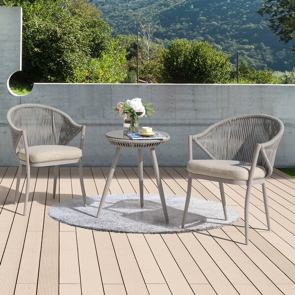 NUU GARDEN 3Piece Aluminum Patio Furniture Bistro Set with Cushions