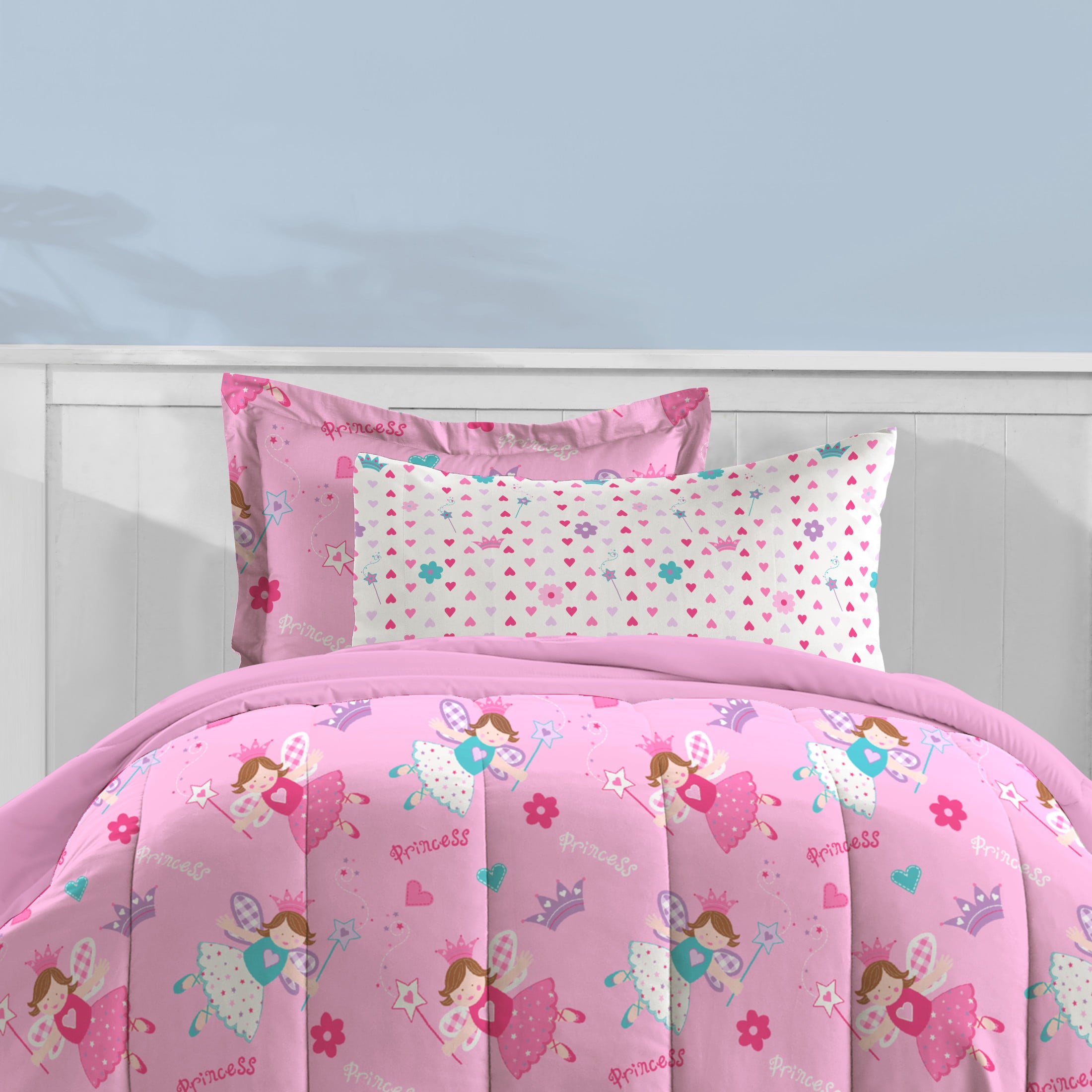 Dream Factory Magical Princess Twin 5 Piece Comforter Set， Polyester， Microfiber， Pink， Purple， White， Multi