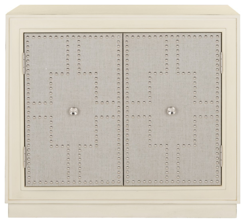 Liza 2 Door Chest Antique Beige/ Light Grey Linen   Modern   Accent Chests And Cabinets   by Virgil Stanis Design  Houzz