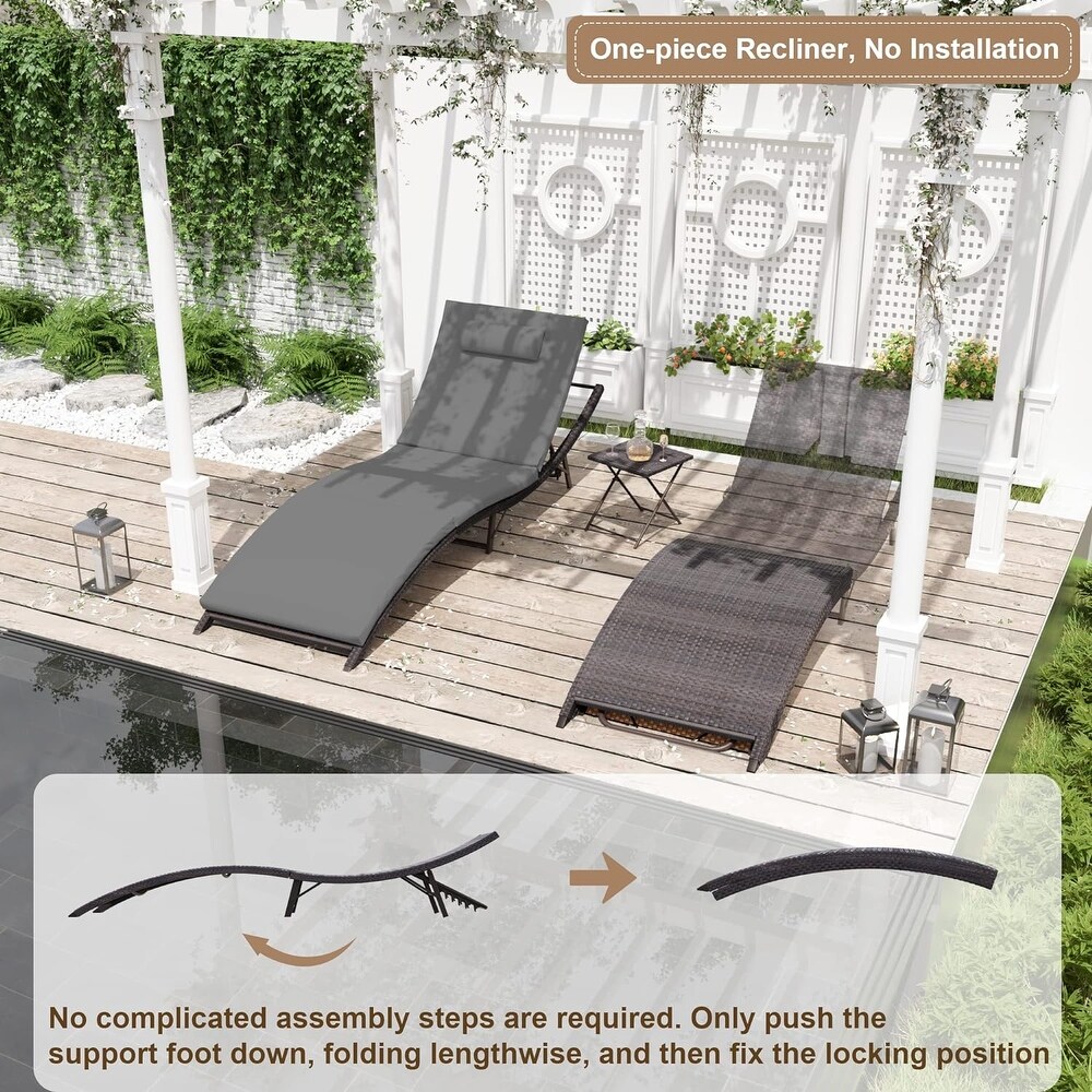 Kullavik Outdoor Chaise Lounge Furniture 3 Piece Set