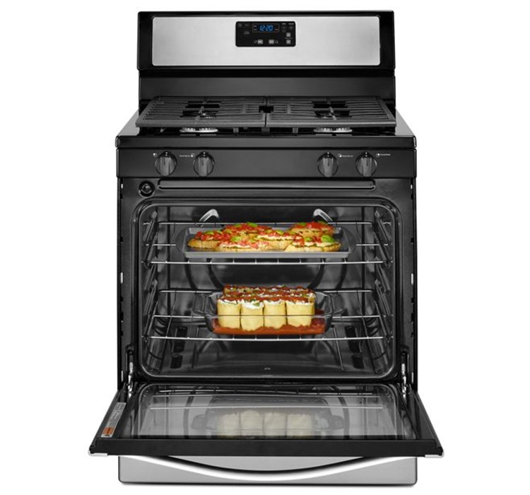 Whirlpool 5.1 Cu. Ft. Black-On Stainless Freestanding 4-Burner Gas Stove