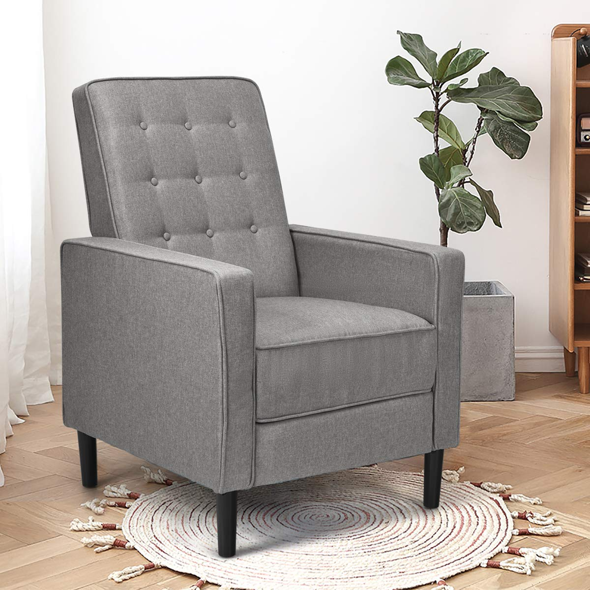 Giantex Push Back Recliner Chair, Modern Fabric Recliner w/Button-Tufted Back