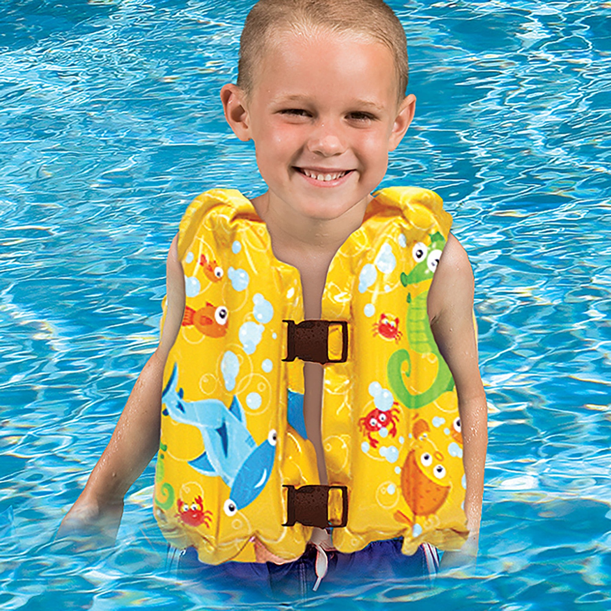 Banzai Jr. 5-Piece Swim Set (Vest, Arm Floats, Swim Ring, Pool Seat, Kick Board) Ages 9-36 Months